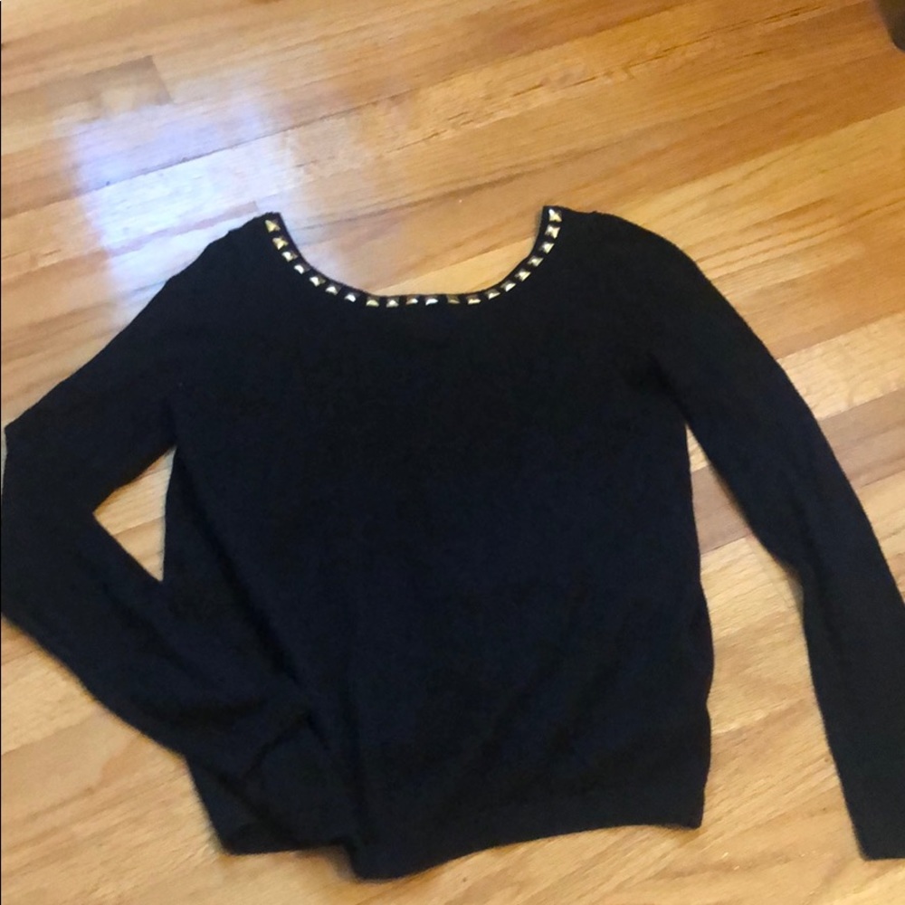 black open back sweater